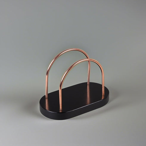 Wood Napkin Holder for Tabletop – Chestnut Wood with Black Copper Wire, Tissue Paper Dispenser for Kitchen or Dining...