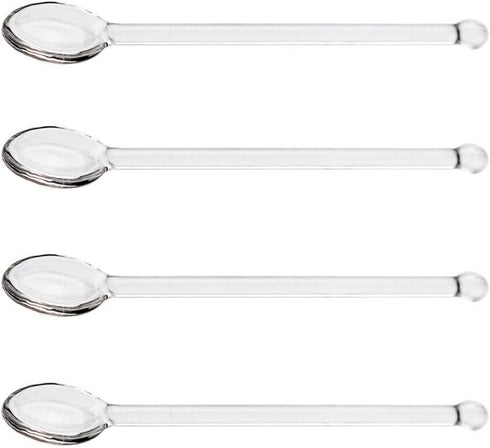 4 Pcs Clear Glass Tea Spoon Glass Stirring Spoon Stick Long Handle Coffee Stirrer Iced Tea Spoon Glass Stirring Spoon for Cocktail Tea Dessert App...