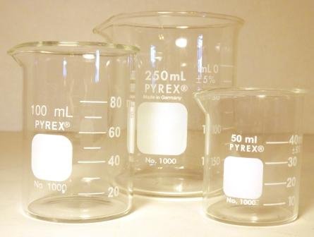 Corning Pyrex 3 Piece Glass Graduated Low Form Griffin Beaker Set...