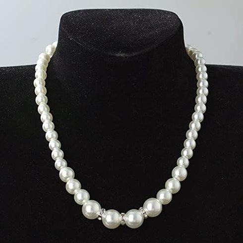 COLORFUL BLING 1920s Classic Faux Pearls Necklace Multi-Layer Strand Bracelet Dangle Earrings Set Beads Accessories Wedding Costume Party Jewelry ...
