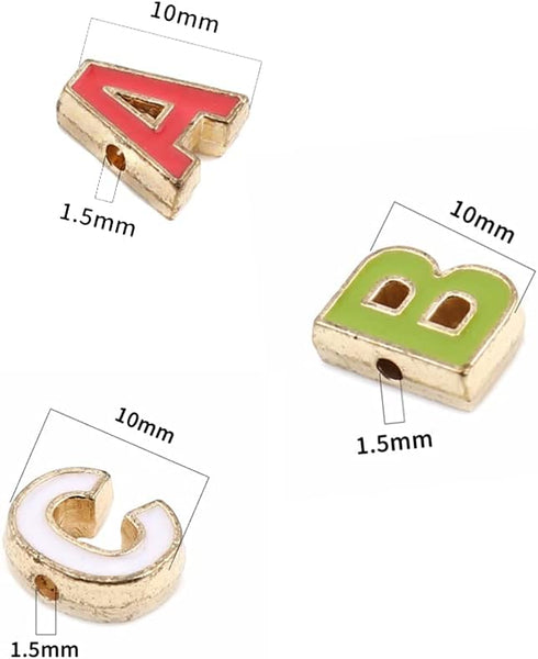 52Pcs Alloy Enamel Letter Shape Beads, Capital Alphabet 2 Sets of A-Z Charm Beads for DIY Bracelet Necklace Jewelry Making...