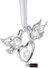 Matashi Chrome Plated Crystal Studded Silver Love Doves Birds Hanging Ornament with Heart, Romantic Gift, Love Symbol for Christmas, Anniversary, ...
