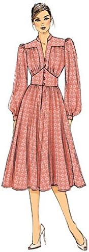 Vogue Patterns V9076 E5 Misses' Gathered Dress with Bishop Sleeves Sewing Pattern, Size 14-22 (9076)...