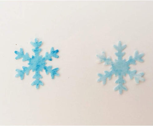 CHOCKACAKE 48pcs Christmas Wafer Edible White&Blue Snowflakes Cupcake & Cake Toppers Decoration for Winter Frozen Theme Party...