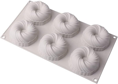 6 Cavity Swirl Shapes Silicone Cake Mold Form Chocolate Cookies Pudding Ice Cream Trays Pastry Baking Tools Bakeware Pan...