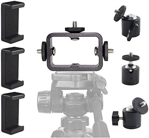 Tripod Mount Adapter Kit for 3 Devices. Works with Smartphones, iPhone, Android, GoPros, DSLR Cameras, Mic, LED, Ring Lights. Perfect for Vlogging...