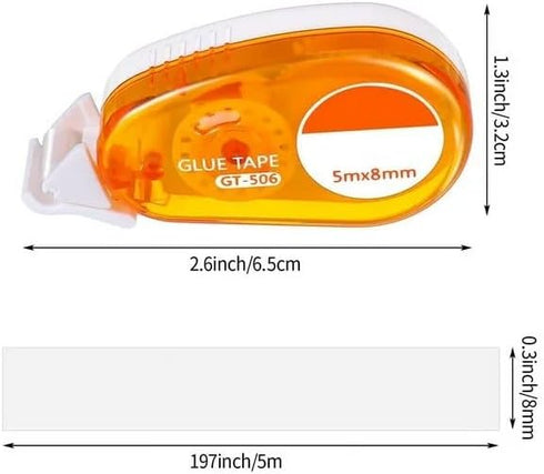 1Pc Random Color Double Sided Tape Roller, Ellipsoid Scrapbooking Tape, Adhesive Tape Dispenser Runner for Envelope Scrapbooking Card Making and C...