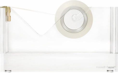 russell+hazel Acrylic Tape Dispenser, Clear with Gold-Toned Hardware, 1-13/16” x 6” x 3-3/8” (31734)...