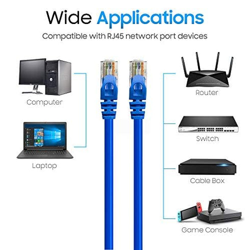 Cmple - Cat 6 Ethernet Cable 5 ft, Cat6 Patch Cables 10Gbps Network LAN Cord, 550MHz, RJ45 Connectors, Compatible with Gaming Computer, Laptop, Mo...