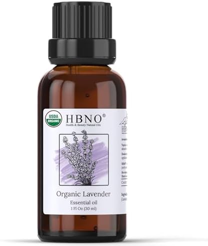 HBNO® California Bottled Organic Lavender Essential Oil 1 fl oz (30ml) - USDA Certified Organic Lavender Oil for Skin, Perfect for Cleaning, Aroma...
