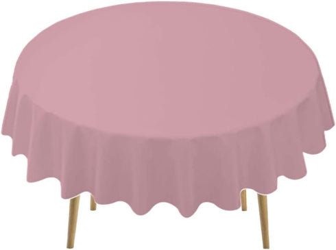 Pink Plastic Tablecloths 2 Pack Disposable Table Covers 84 Inch Circle Bridal Shower Party Tablecovers PEVA Vinyl Table Cloths for BBQ Picnic Birt...