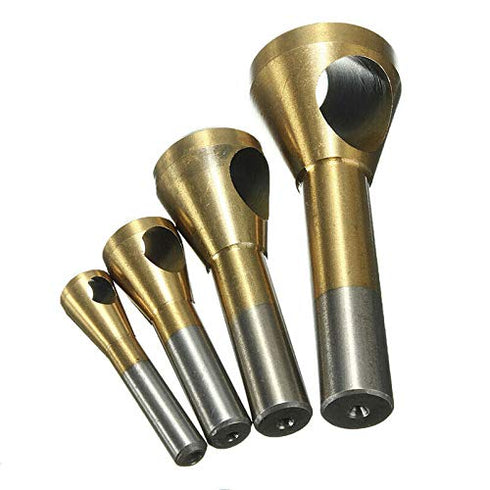 TJP 4pcs Chamfer Countersink Deburring Drill Bit Crosshole Cutting Metal Wood Tools...