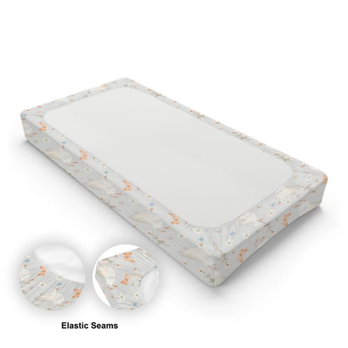 Ducks Birds Changing Pad Cover, Ducks Butterflies Flowers Print Baby Diaper Changing Table Pad Cover, Unisex Ducks Flowers Floral Pattern Diaper C...