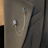 Silver alloy zircon star tassel chain brooch pin square accessory corsage anti-glare...