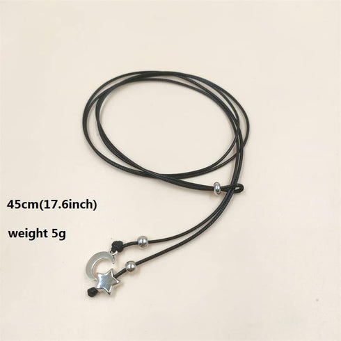 Pingyongchang Handmade Moon Heart Leather Anklet Cord Wrist Bracelet Adjustable Wax String Minimalist Waterproof Adjustable Foot Wrap Jewelry Insp...