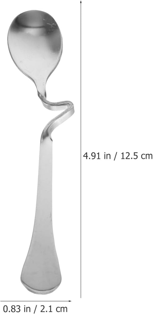 SOLUSTRE 6pcs Stainless Steel Espresso Spoon with Curved Handle Honey Milk Coffee Mixing Spoons Dessert Spoons for Specialty Ice Cream Appetizer S...