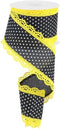 Craig Bachman 2.5" Swiss Dots Lace Edge Ribbon: Black/Yellow (10 Yards) Wired Ribbon Gift Decorating...