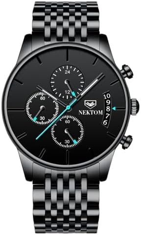 NEKTOM Watches for Men with Stainless Steel, Quartz Analog Watch with Date, Luxury Minimalist Dress Mens Watches, Chronograph Watch, 3ATM Waterpro...