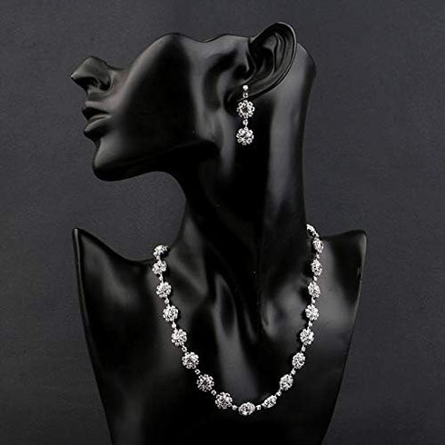 COLORFUL BLING Elegant Luxury Crystal Rhinestone Necklace Earrings Bracelet Jewelry Set Wedding Bridal for Women Wedding Prom...