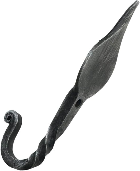 Hand Forged Metal Wall Hook Wrought Iron Handmade Wall Mounted Rustic Coat Leaf Hook Blacksmith Wall Mounted Kitchen Towel Hooks Rack Black Antiqu...