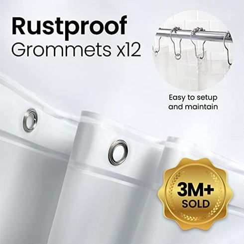 LiBa Bathroom Shower Curtain - Waterproof Plastic Shower Curtain Premium PEVA Non-Toxic with Rust Proof Grommets 10G Heavy Duty Bathroom Accessori...