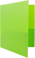 JAM PAPER Plastic 2 Pocket School POP Folders with Metal Prongs Fastener Clasps - Lime Green - 3/Pack...