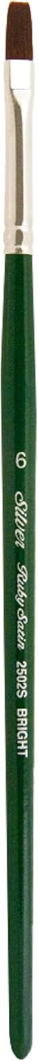 Silver Brush Limited 2502S6 Ruby Satin Bright Brush for Fluid and Flow Acrylics, Size 6, Short Handle...