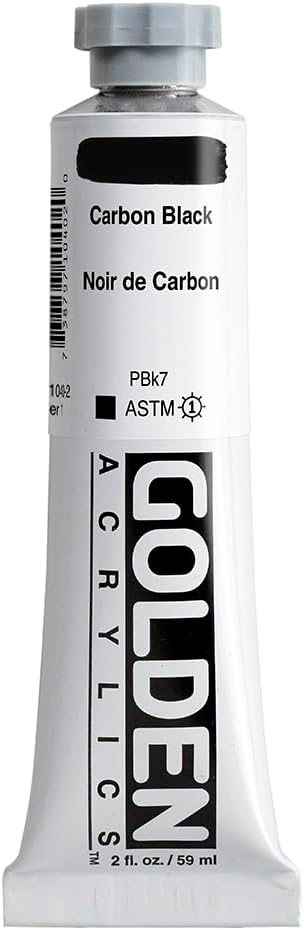 Heavy Body Acrylics by GOLDEN, Carbon Black, 2 fl. oz. Tube, Professional Acrylic Paint, Opaque...
