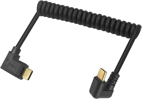 Qaoquda USB C Coiled U Shaped Cable, 180 Degree USB 3.1 Type C Male to Male Spring Spiral Cable, 3A 10Gbps Fast Charging and Data Extension Cable,...