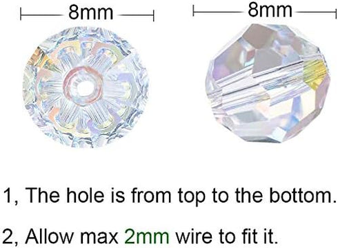 LONGWIN 84pcs AB Crystal Round Beads 8mm Vertical Hole Adabele Austrian Glass Round Ball Pendants Beads Charms for DIY Project Earring, Necklaces,...