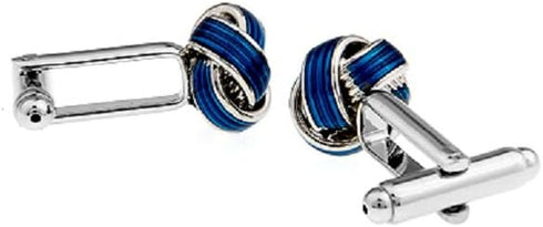 Knot Blue Pair of Cufflinks in a Presentation Gift Box & Polishing Cloth...