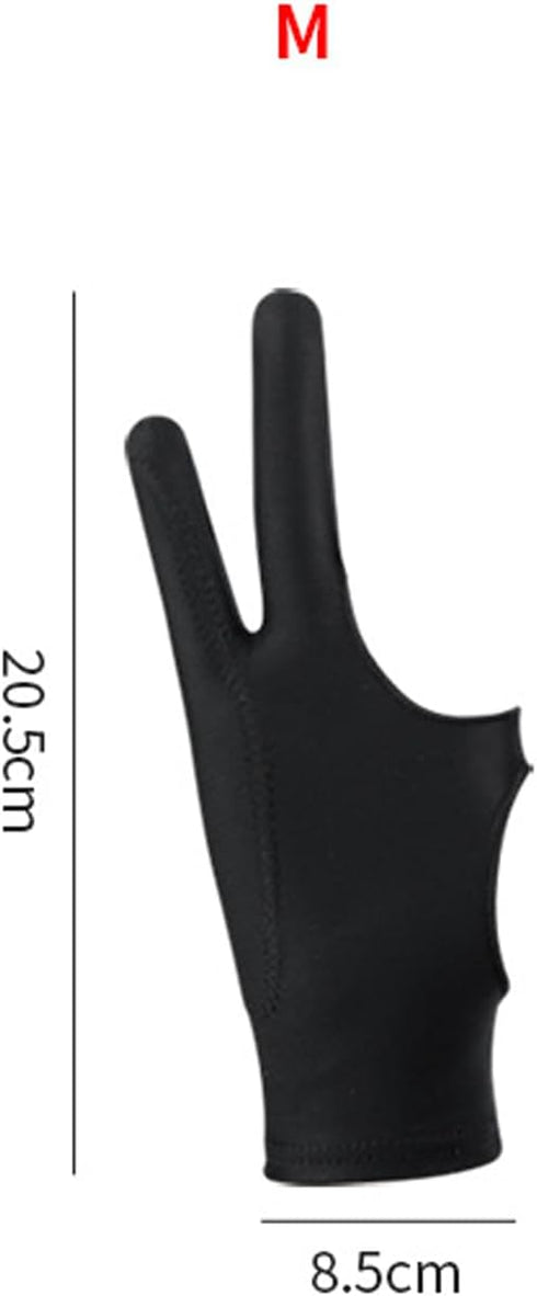2PCS Slim Style 3-Layer Two Finger Sketching Gloves - Suitable for Paper, iPad, and Graphics Drawing Tablets - Left and Right Hand Compatible - (M...