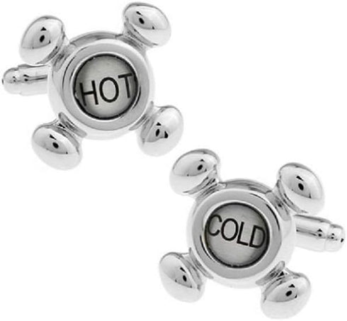 Faucet Hot Cold Plumber Pair Cufflinks in a Presentation Gift Box & Polishing Cloth...