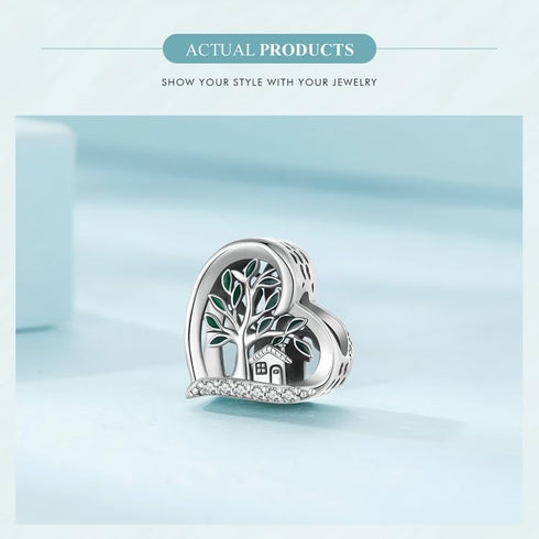 Family Tree of Life Charms Sterling Silver Home Charms fit Pandora Bracelet Jewelry Beads Gifts for Women...
