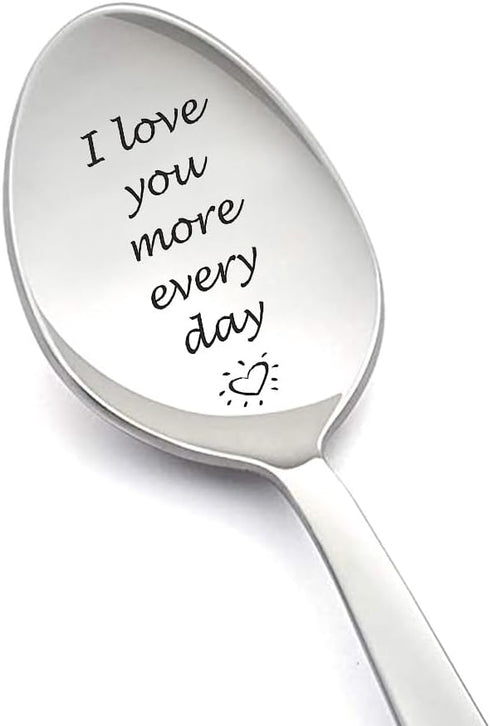 Couples Gifts Spoon for Boyfriend Girlfriend I Love You More Every Day Gift Spoons for Grandma Son Christmas Valentine's Day Gift for Husband Wife...