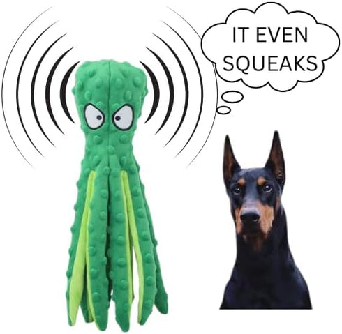 Dog Squeaky Toys Octopus - No Stuffing Crinkle Plush Dog Toys for Puppy Teething, Durable Interactive Chew Toys for Small, Medium and Large Dogs, ...