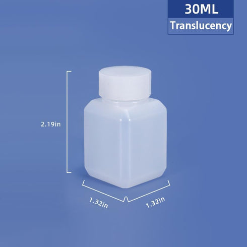 1oz/5 Pcs Plastic Lab Chemical Reagent Bottles, Square Sample Storage Container, Chemical Container Bottle with Inner Ring Cover, Narrow Mouth Sam...