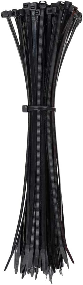 Klein Tools 450-210 Cable Ties, 50-Pound Tensile Strength, Heavy Duty Nylon Cable Zip Ties, Indoor / Outdoor Use, 11.5-Inch, Black, 100-Piece...