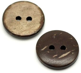 PEPPERLONELY Brand 100PC Brown Coconut Shell Buttons 2 Hole Scrapbooking Sewing Buttons 15mm (5/8 Inch)...