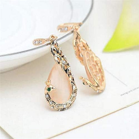 Vintage Women Elegant Peacock Waterdrop Rhinestone Pendant Necklace Earrings Crystal Jewelry Set Wedding Jewlery...