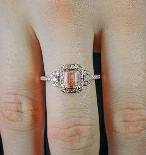 18k Rose Gold Plated Ring Set with Micro-Set Engagement Ring Women (7)...