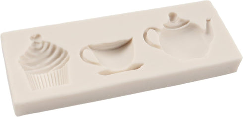 Afternoon Tea Party Cake Mold Teapot Silicone Molds Tea Cup Cupcake Fondant Molds For Tea Party Cake Decoration Cupcake Topper Chocolate Candy Pol...