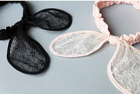 2-Pack Easter Bunny Headbands Rabbit Ears Lace Elastic Bow - Cute Stretch Hairbands for Baby Girls , Newborn,Toddler and Children (2 Colors)...