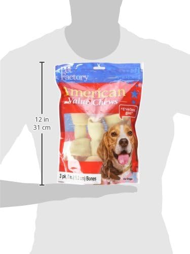 Pet Factory American Beefhide 6-7" Knotted Bones Dog Chew Treats - Natural Flavor, 3 Count/1 Pack...