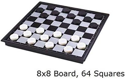 8x8 Board Checkers Draught 64 Squares, Table Game, Draughts, Checkers with Extendable Board 9x9 Inch, 12 Black 12 White Pieces Draughts 8x8 Board...