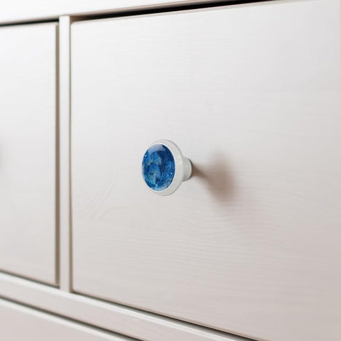 4 Pack 1.37" Floral Decorative Cabinet Knobs, Premium ABS Glass Cabinet Handles for Home Kitchen Bedroom | Unique Design & Fine Touch (Blue Abstra...