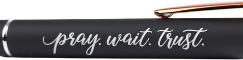 Pray Wait Trust | Black Ink Retractable Ballpoint Pen | Touch-Screen Stylus Tip | Religious Gift for Men and Women With Gift Box | Dark Grey...