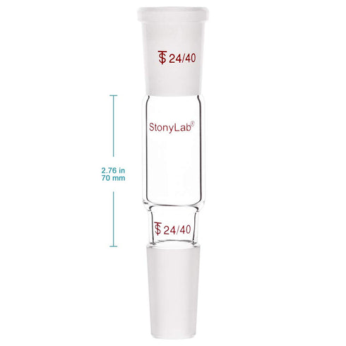 stonylab Glass Straight Connecting Adapter, 70mm from 24/40 Outer Joint to 24/40 Inner Joint for Laboratory Lab Supply, Borosilicate Glass...
