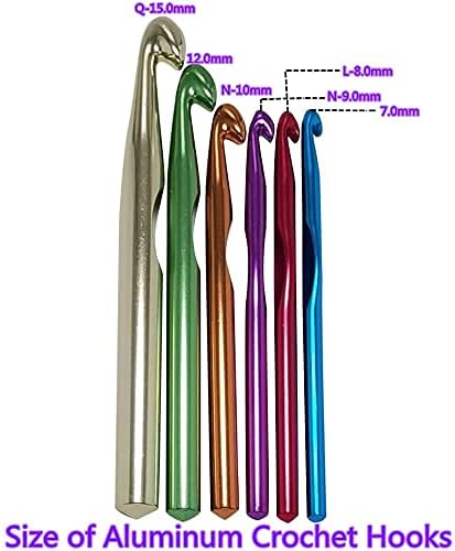 Large Aluminum Crochet Hooks Set 7mm, 8mm, 9mm,10mm, 12mm, 15mm, Big Standard Size Crochet Hooks...