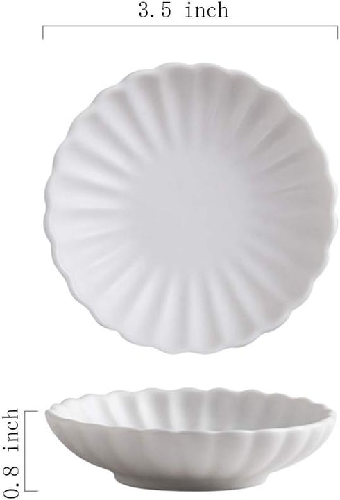 Gaolinci 3.5 Inches Flower Shape Ceramic Sauce Dish,Mini Side Seasoning Dish,Condiment Dishes/Sushi Soy Dipping Bowl,Snack Serving Dishes,Porcelai...